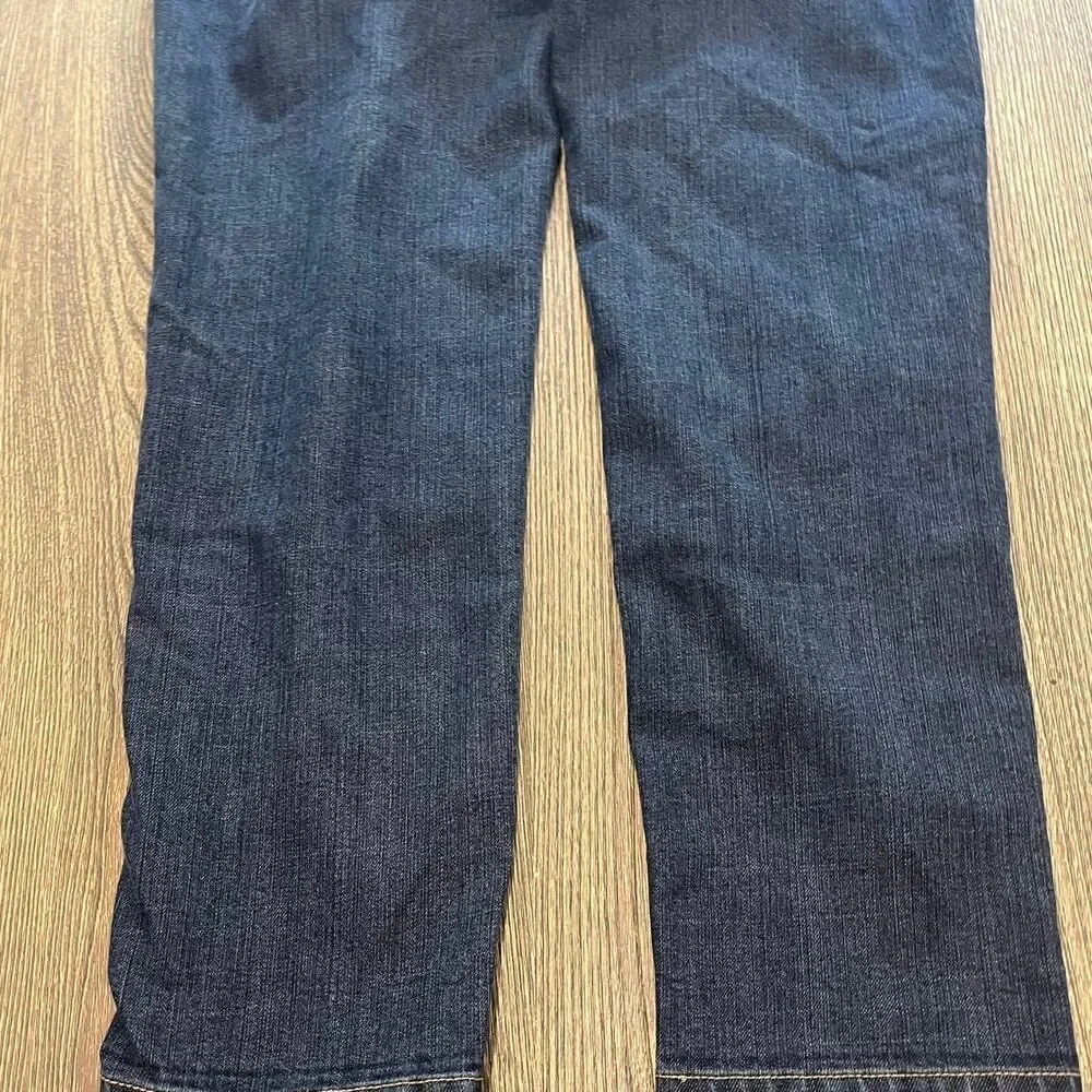 NY&C Womens Slim Slouch Jeans Straight Mid Rise Denim Dark Wash Blue Size 10